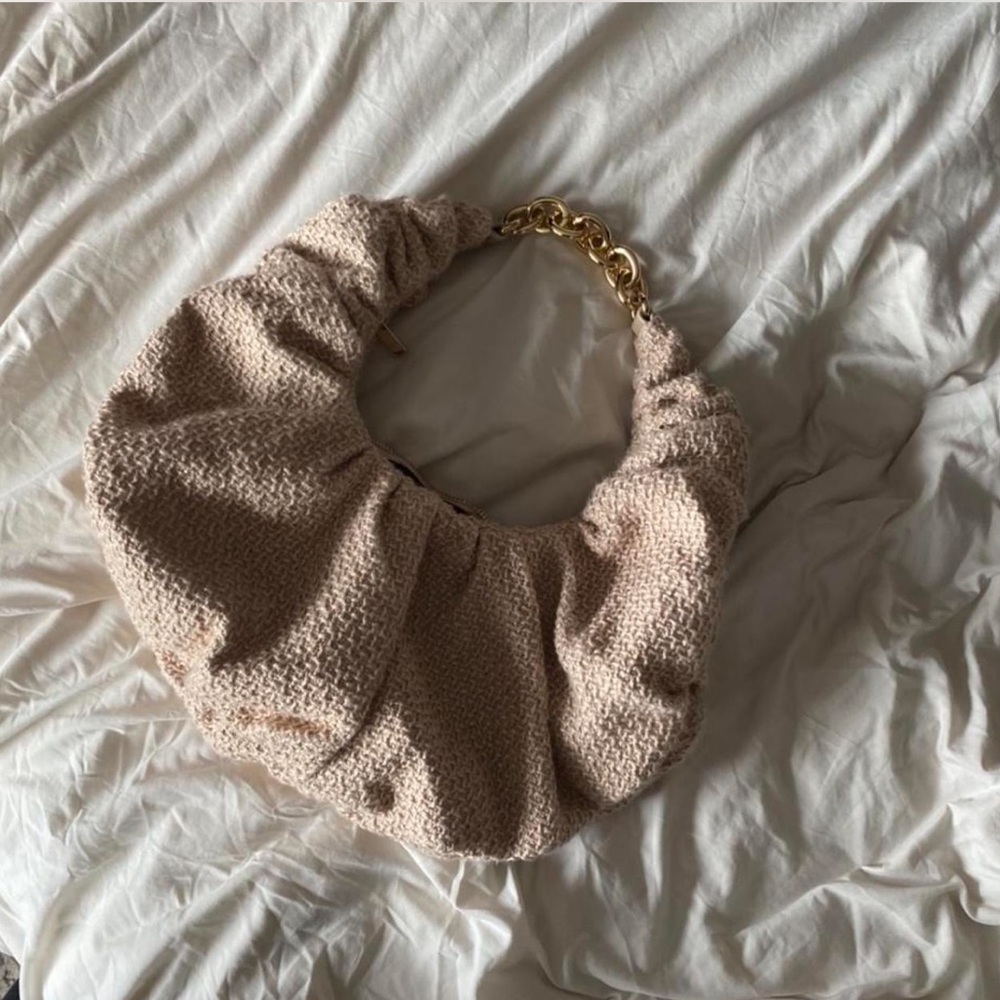 Zara Cream Textured Bag with Gold Chain